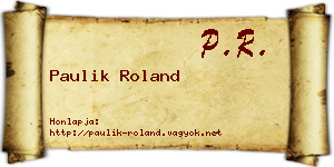 Paulik Roland névjegykártya